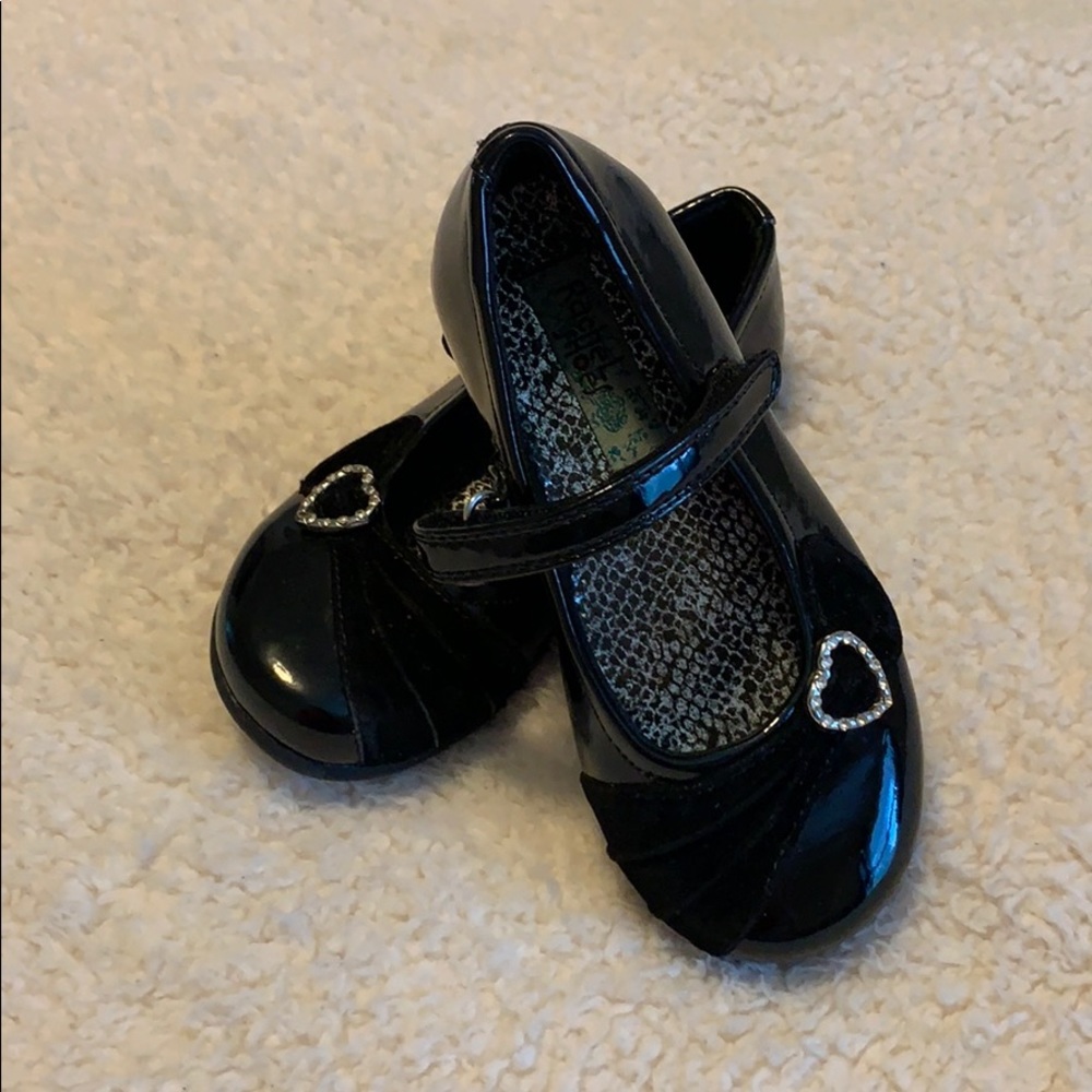 Black Mary Janes with heart size little girl 9